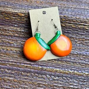 BOGO FREE Georgia peach wooden mod retro dangle earrings